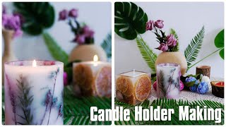 Candle Holder Making with Dried Flowers / How to Make DIY Candle Stand