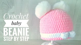 Crochet baby beanie STEP by STEP