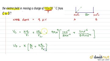 charges `2.0 xx 10^(-6) C` and `1.0 xx 10^(-6) C` are placed at. corners A and B of a squae of side
