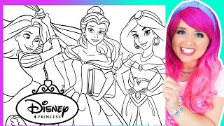 Coloring Disney Princess Coloring Pages | Rapunzel, Jasmine & Belle | Prismacolor Markers screenshot 3