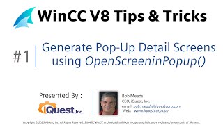 WinCC V8 Tip 1: Generate PopUp screen *without* Picture Window !! 😱🤓 😎 Learn SCADA Programming