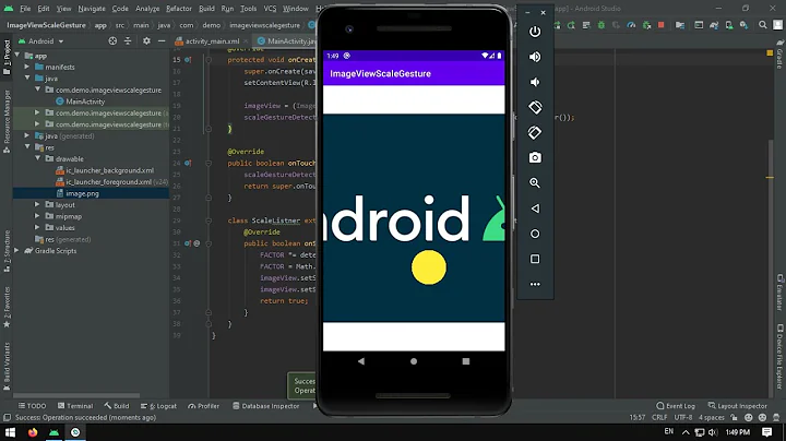 ImageView Scale (zoom in/out) in android studio programmatically