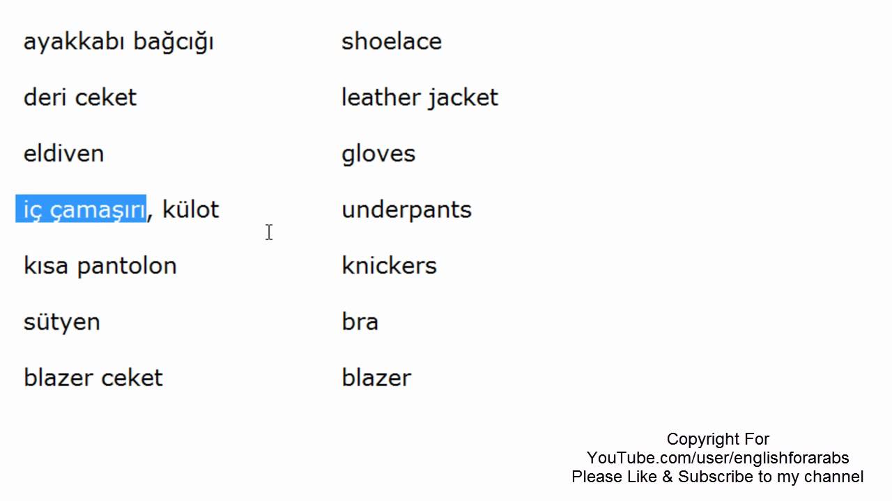 ⁣Clothes names in Turkish part 4 - Turkish For Beginners