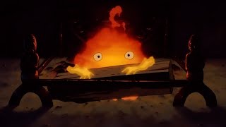 fall peaceful asleep in the room with Calcifer - studio ghibli music box & crackling fire sounds