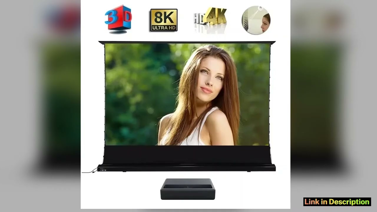 2025 Hot 150 Max Electric Tab Tension Floor Rising ALR Projector Screen Ambient Light Rejecting