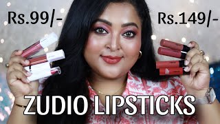 ZUDIO LIPSTICKS |Rs.99 to Rs.149| Affordable Lipsticks for ALL SKINTONES|10 SHADES-Review & Swatches