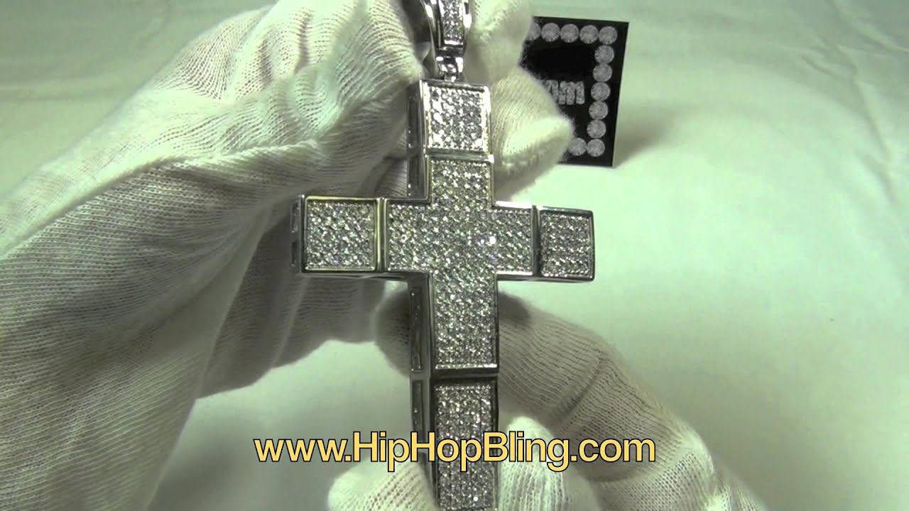 316L Stainless Steel Lab Made Bling Bling Hip Hop Cross