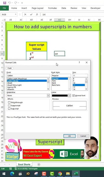 How to add superscripts in numbers in Excel - YouTube