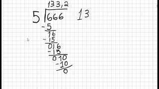 666 divided for 5. long division