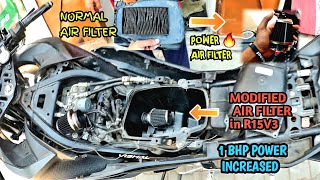 BSDDP Air filter installed in YAMAHA R15 v3 | 2 BHP 😱 POWER INCRESED | HOW TO INSTALL AT HOME