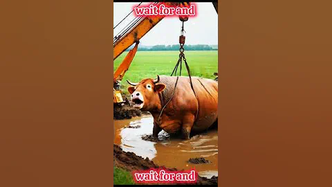 💪Farmers Rescue Heavy Cow From Muddy Trap 🐄#humanity #cow #cowlover #shortsfeed #animals #rescue #ai