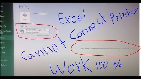 How to fix Microsoft Excel cannot connect Printer | fix excel is unavailable select another printer
