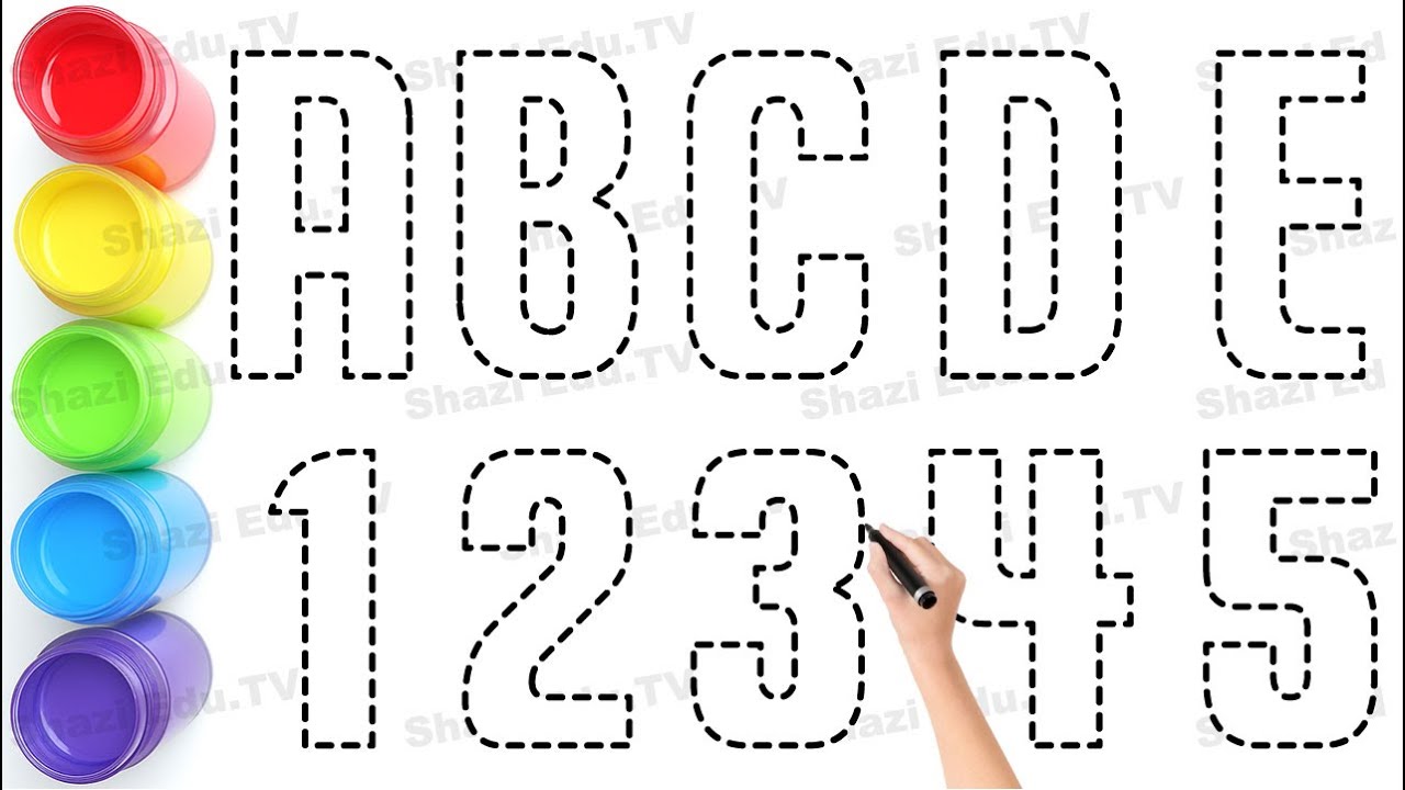 ABCページ Learn ABCDE12345 - Kids Tracing & Coloring Fun - YouTube