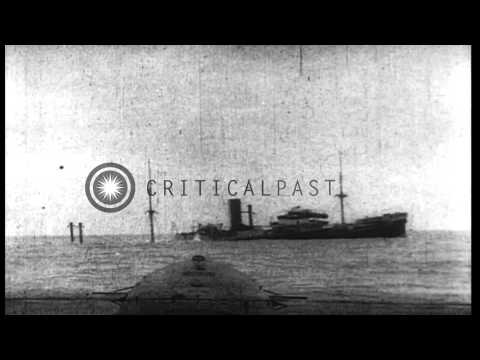 german-u-boat-sinks-italian-armed-freighter,-"stromboli,"-by-means-of-explosives-...hd-stock-footage