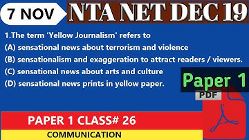 DAILY MOCK TEST #26 II PAPER 1 II COMMUNICATION II FOR NTA NET DECEMBER 2019