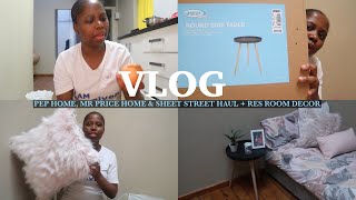 VLOG: MOVING BACK TO RES + PEP HOME, MR PRICE HOME \& SHEET STREET HAUL + RES ROOM DECOR