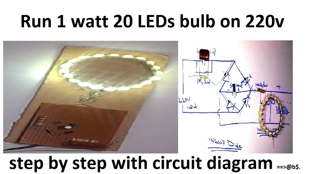 How to run 1 watt 20 LED bulbs on 220v easy with circuit