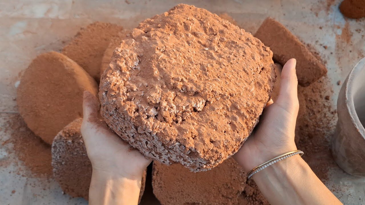 New video Red gritty dirt floor&clay pot crumbling oddly satisfying