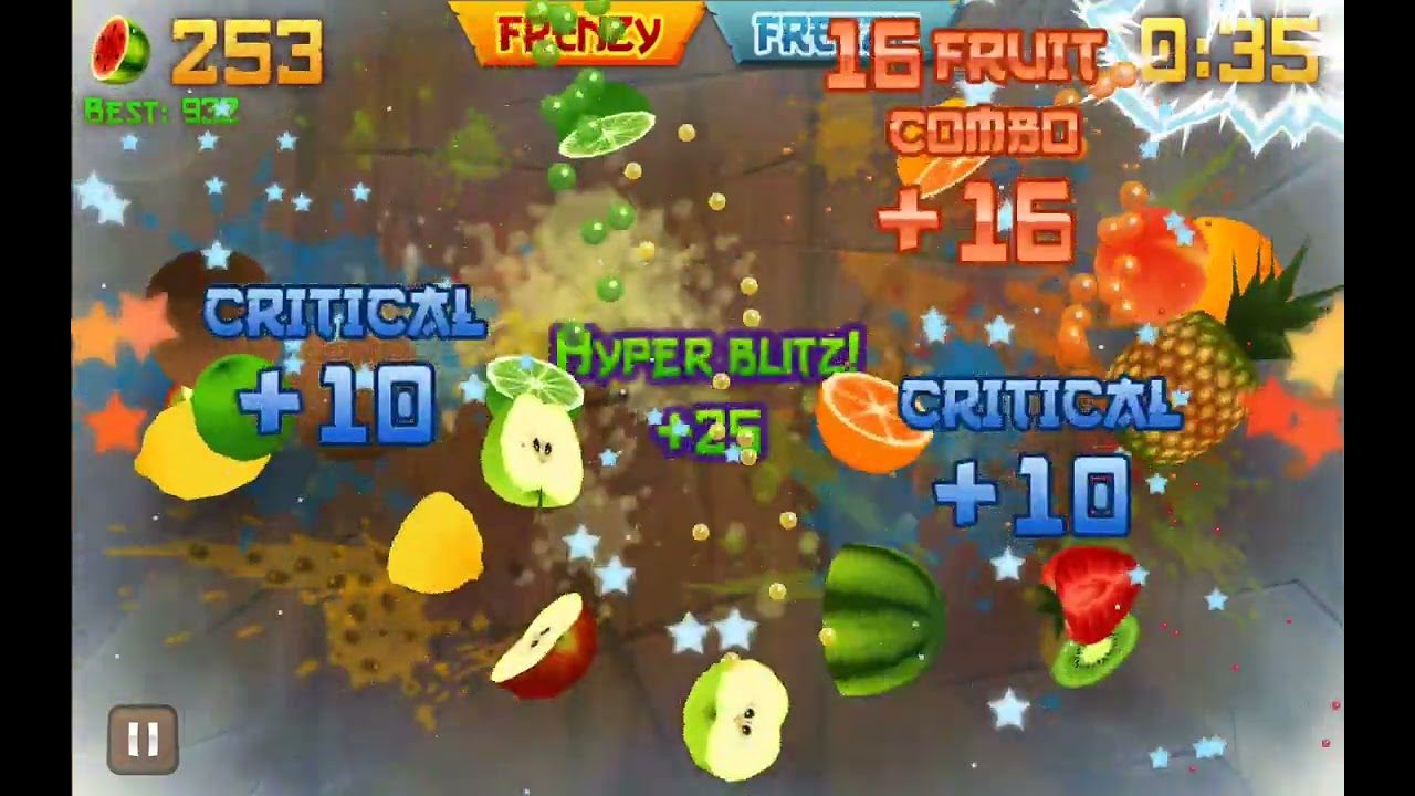 Рекорд в игре Fruit Ninja: 1243