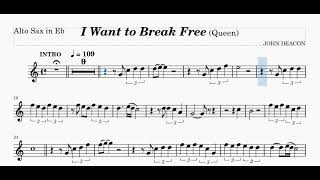 I Want to Break Free - Queen - backing track and sheet for Alto Sax