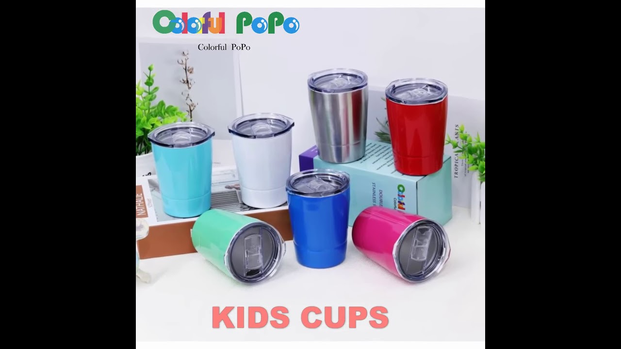 Colorful PoPo Cute Stainless Steel kids cup Straw Cups for