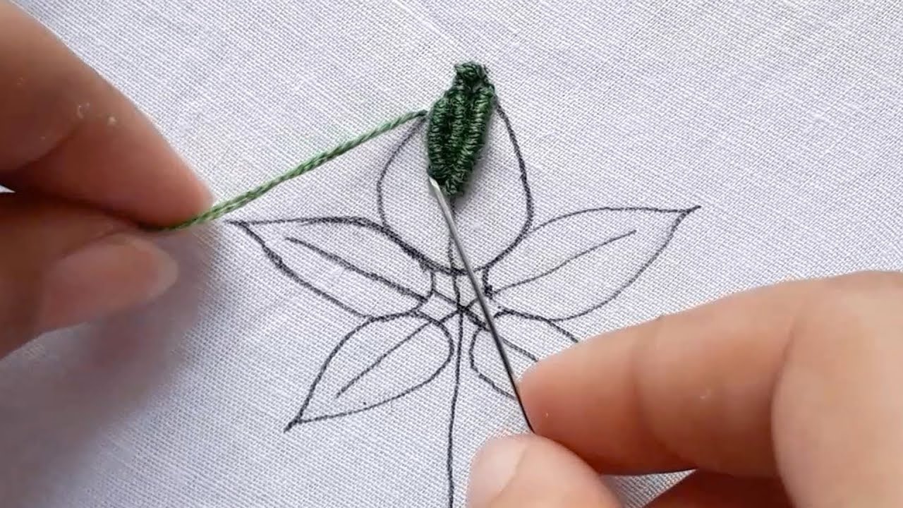 Beautiful brazilian leaf stitch design/Hand embroidery leaf stitch