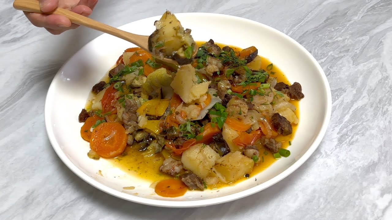 Incomparably Meat stew with vegetables from beef. Bright, vitamin, incomparably ...