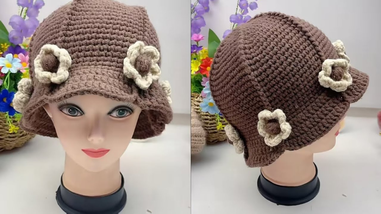 3D Flower Bucket Hat Crochet | Simple Stitch + Step-by-Step - YouTube