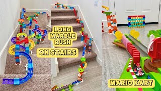 MARBLE RUSH + MARIO  KART LONG MARBLE RUSH ON STAIRS @timothyspreciousmoments