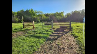 THE FARMHOUSE. The Back Field Gets Planted. Garden planting. Greenhouse posts. Cow pasture gate.