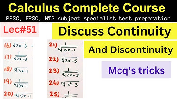 Continuity and discontinuity Examples lec#51 #mathematics #ppsc #nts #maths #mathstricks #afmathe