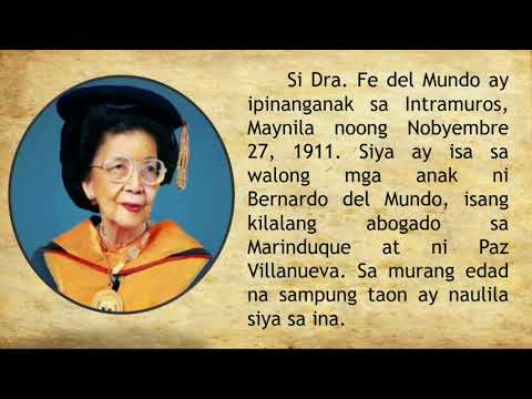 Ang Anekdota at ang Talambuhay ni Dok (Doktora Fe del Mundo)-Grade 5