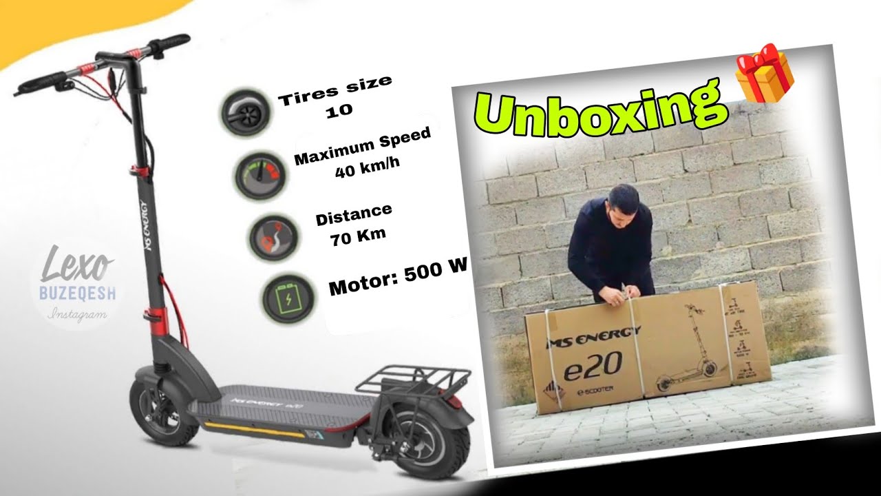 Ms Energy e20 - Unboxing electric scooter, maximum speed 40 km/h 