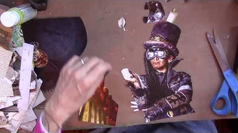 steampunk themed mixed media-collage