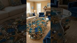 DIY Beach Themed Epoxy Table: Step-by-Step Resin Pour #ResinArt #EpoxyTable #OceanDecor #shorts