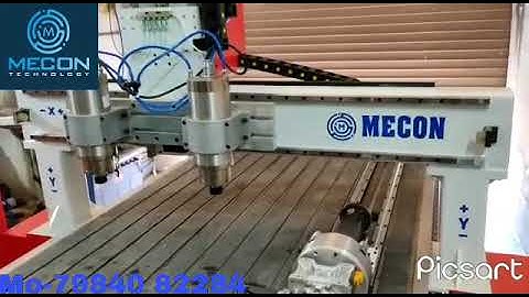 Double Head Cnc Router Machine With Rotary, Mecon Technology / Made India