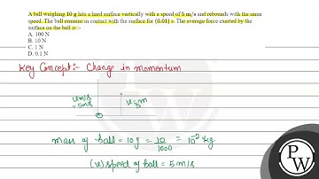 A ball weighing \( 10 \mathrm{~g} \) hits a hard surface vertically with a speed of \( 5 \mathrm...