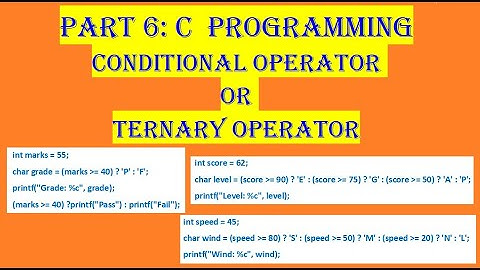 Video 6: Conditional Operator, Ternary Operator, Condition, if else