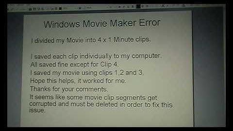 How To Fix Windows Movie Maker Error