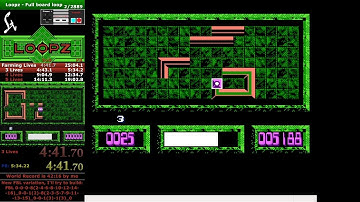 Loopz NES (Game A, 25 Loopz / 100 Loopz) speedrun in 4:41 (25) / 22:18 (100) PB
