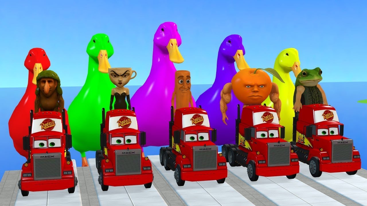 Long Slide Game With Cow Elephant Gorilla T-Rex Bear 3d Animal Game Funny 3d and Brainrot