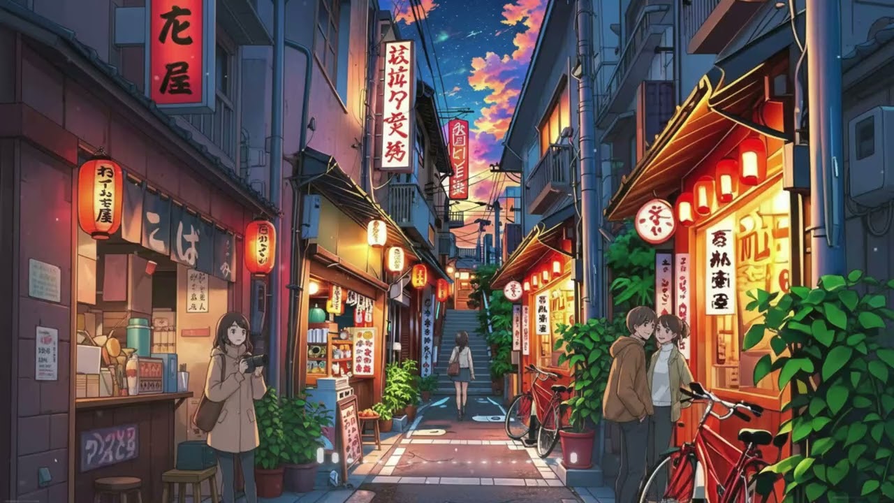 Tokyo Lantern Street LoFi – Calm Background Mix ( 2 hours )