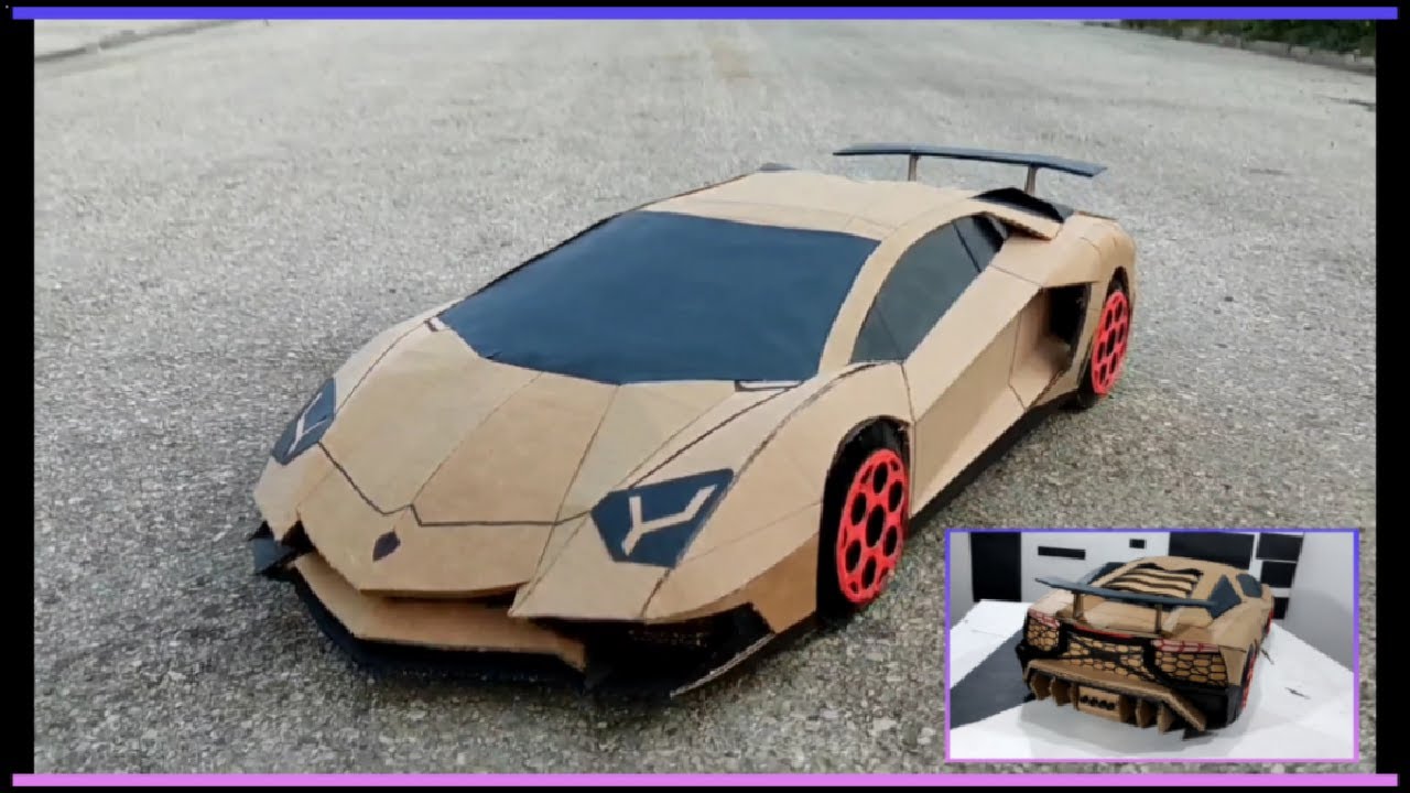 Lamborghini de carton (carro de carton con motor de cuerdas ) Lamborghini  aventador. - YouTube