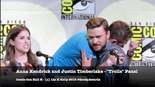 Justin Timberlake And Anna Kendrick Hug Time At Comiccon 2016 Trolls Panel