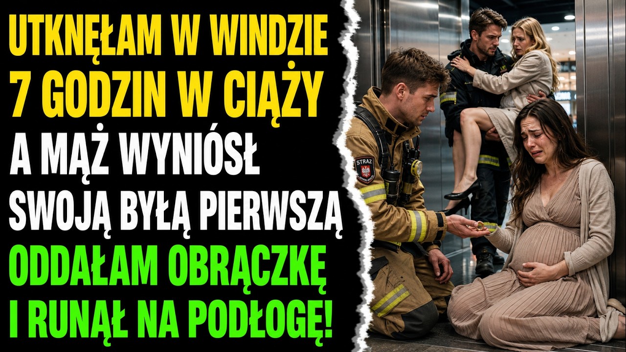 W szóstym miesiącu ciąży utknęłam w windzie na siedem godzin. Kiedy drzwi w końcu się otworzyły, a ja ledwo oddychałam, mój mąż, kapitan straży pożarnej, wbiegł do środka… i podniósł na ręce swoją...