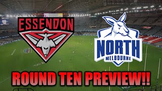 Essendon v North Melbourne Round Ten Prediction + Preview