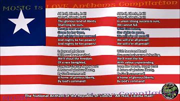 Liberia National Anthem "All Hail, Liberia Hail!" with music, vocal and lyrics English