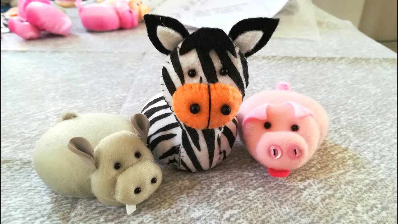 Alfileteros de Cebra, Puerquito e Hipopótamo con tapas de Garrafón