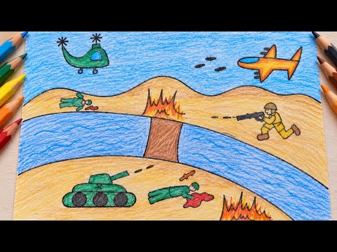 رسم حرب 6 اكتوبر سهل جدا | تعلم كيف ترسم حرب اكتوبر |رسم سهل عن حرب اكتوبر للمبتدئين | تعليم الرسم 