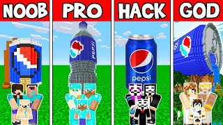 Minecraft: FAMILY PEPSI HOUSE BUILD CHALLENGE - NOOB vs PRO vs HACKER vs GOD in Minecraft